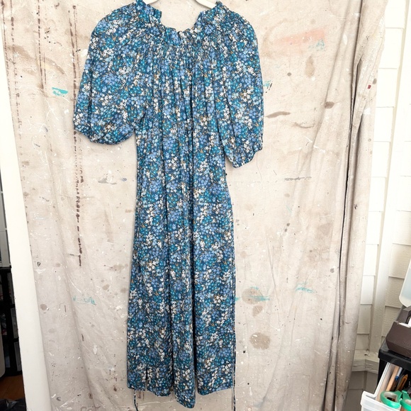 J Crew Smocked Neck Puff-sleeve Dress in Liberty Sea Blossoms - Picture 3 of 7